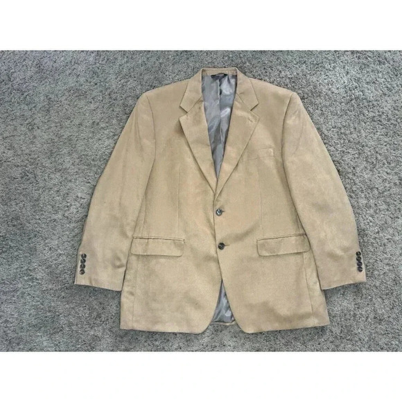 CHAPS RALPH LAUREN Sport Coat Jacket Blazer 42 R Brown Microfiber Suede Y2K VTG - Picture 1 of 9